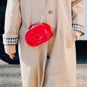 New auth Dior Glossy Red Purse